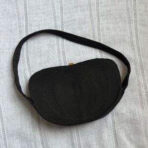 Vintage Black Woven Shoulder Bag with Crescent Shape